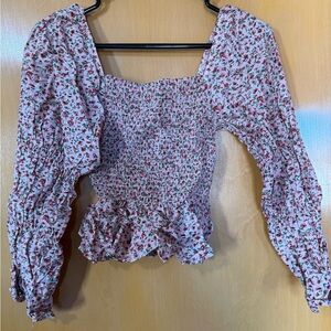 Chic Floral Smocked Blouse